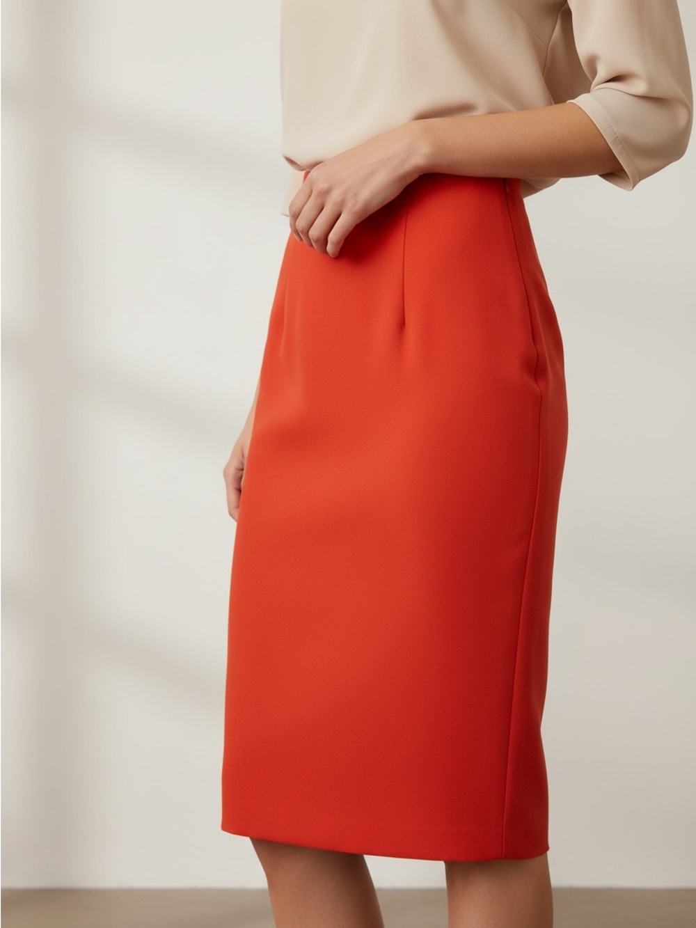 New Kasper Coral-Red Pencil Skirt size 10